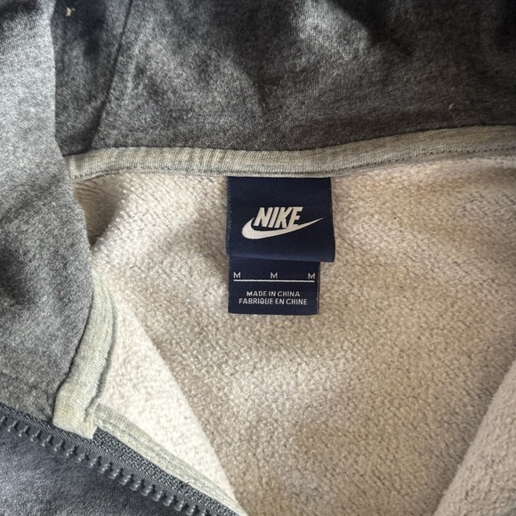 Vintage Nike Zip Up Hoodie Mens M Grey Swoosh Logo Blue Tag Y2K 00s Sweatshirt - Picture 3 of 6